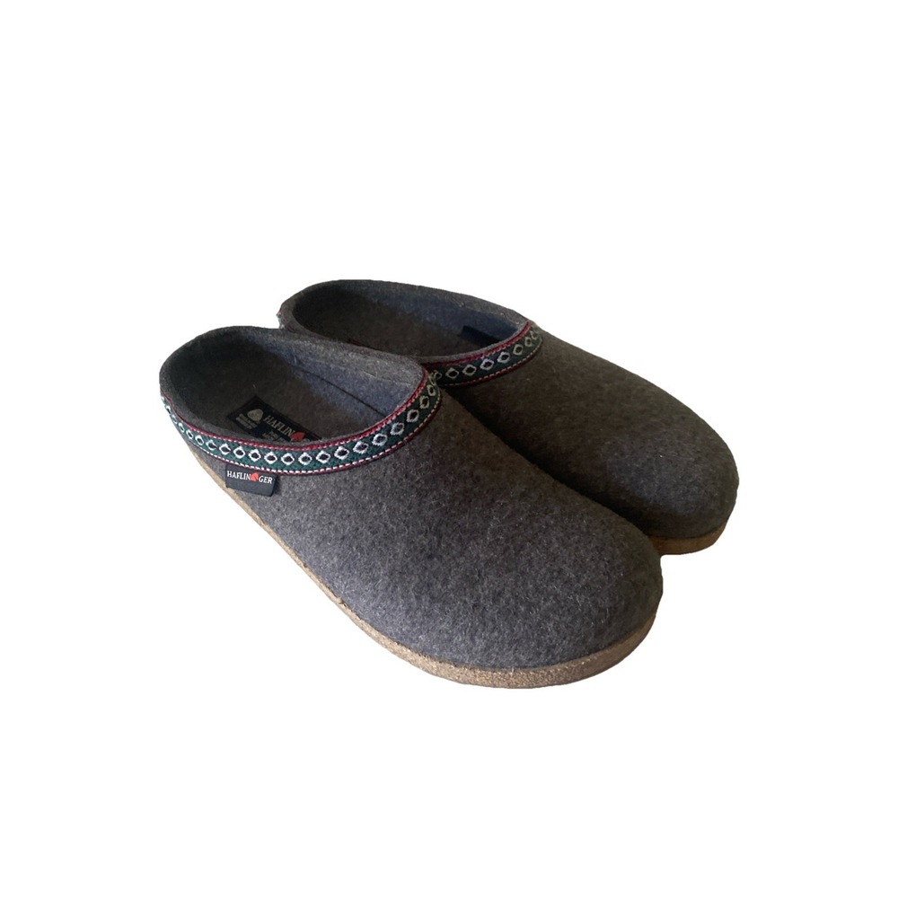 Haflinger Classic Wool Grizzly Clogs  Unisex Sz 44 Grey Slip On Cork Comfort